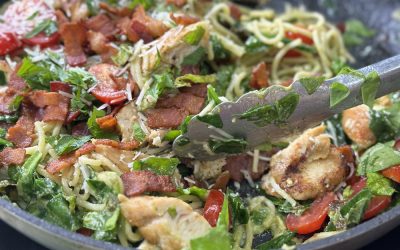 Pasta with Chicken, Bacon and Creamy Avocado Sauce